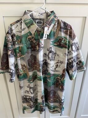 Reyn Spooner Star Wars Short-Sleeve Button-Up Shirt - Green, Brown, Gray